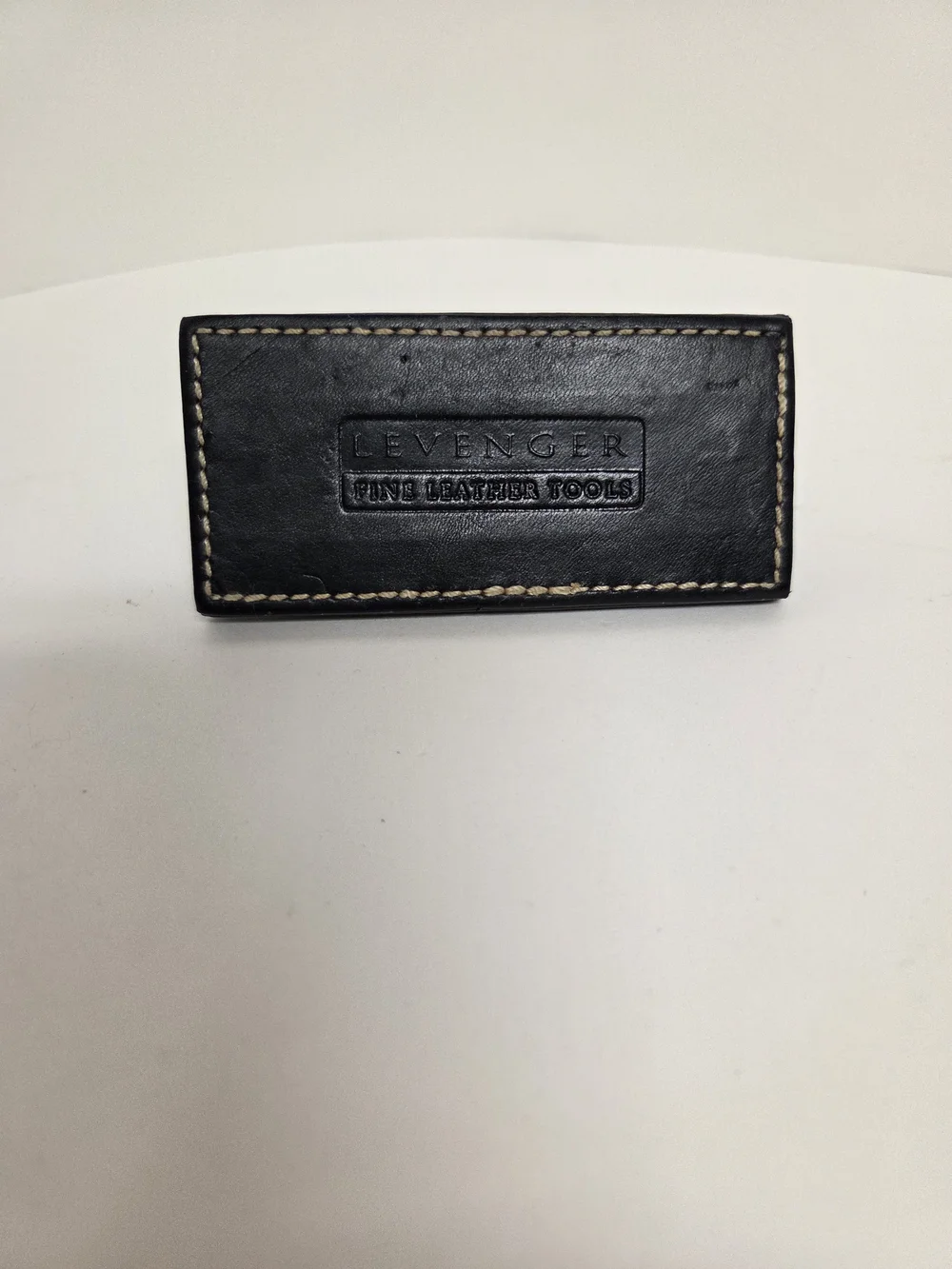 Vintage Levenger Fine Leather Tools Black Leather Desk Accessory Stand Holder